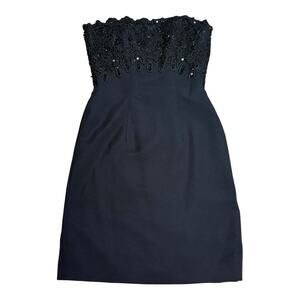 Bill Whitten Vintage 80s Custom Beaded Black Cocktail Dress Size XS/S